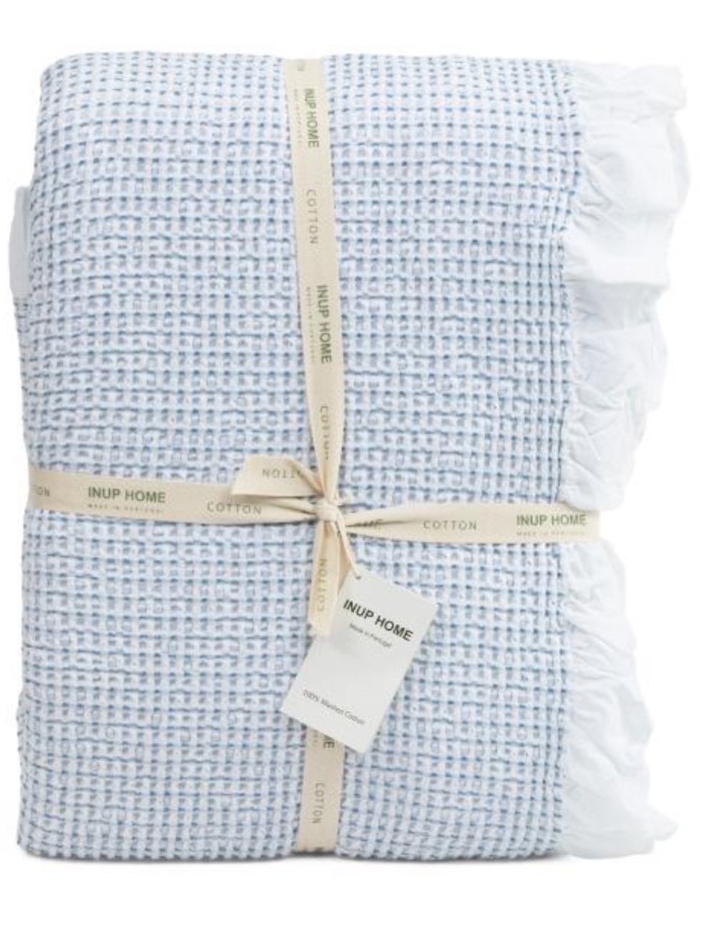 INUP HOME Waffle Cotton Blanket in Blue